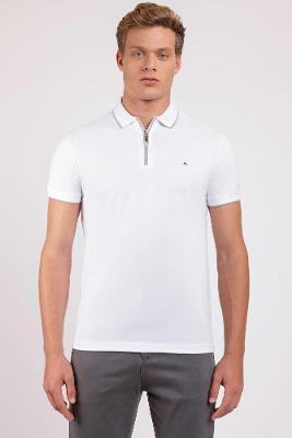 Polo Aramis Com Zíper Branco Com Cinza