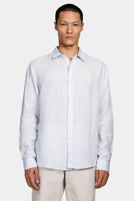 Camisa Aramis Aramis Manga Longa Linho Irlandês Azul Claro