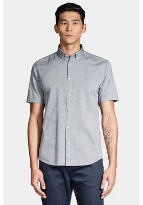 Camisa Manga Curta Move Slim Oxford Button Down Copan Marinho
