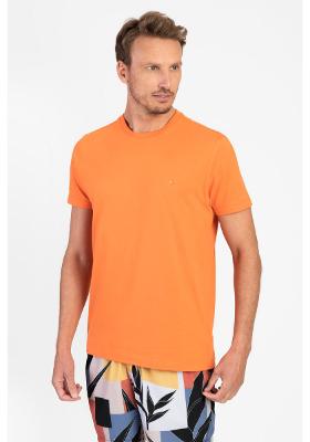 Camiseta Malha Gola Careca Básica Laranja