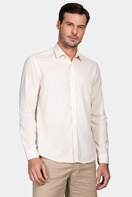Camisa Aramis Manga Longa Slim em Algodão Amarelo