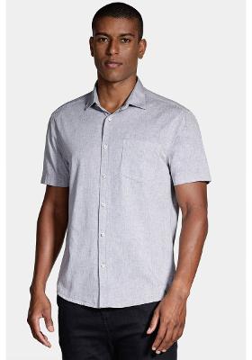 Camisa Manga Curta Cosmo Regular Button-Down Lotte Com Bolso Cinza Médio