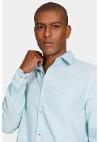 Camisa Regular Linho Com Algodão f Azul Piscina - 3
