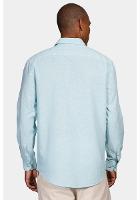 Camisa Regular Linho Com Algodão f Azul Piscina