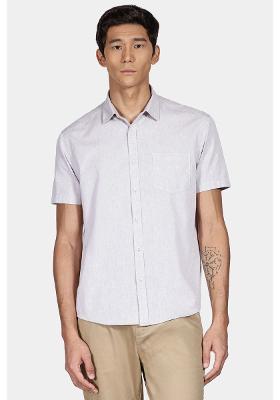 Camisa Manga Curta Cosmo Regular Button-Down Lotte Com Bolso Cáqui