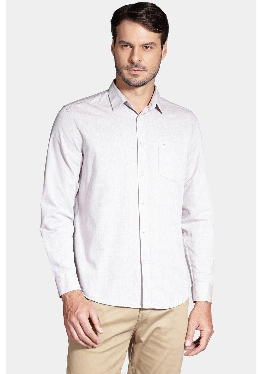 Camisa Regular Algodão Mescla Lotte Cáqui - 1