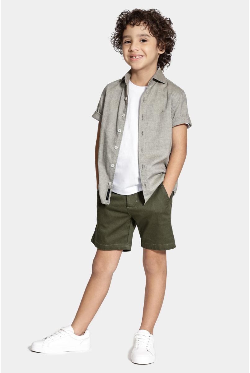 Bermuda Aramis Sarja Chino Maquinetada Verde Militar - 2