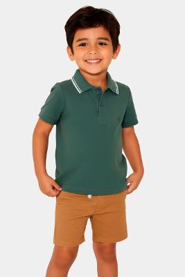 Polo Infantil Aramis Frisos Verde Bandeira