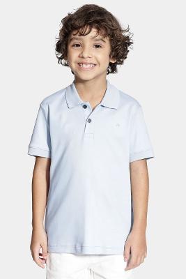 Polo Infantil Aramis Pima Interlock Azul Claro