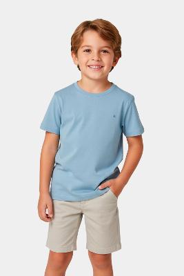 Camiseta Infantil Aramis Básica 100% Algodão Premium Azul