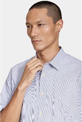 Camisa Aramis Manga Curta Regular Algodão Listrada Branco