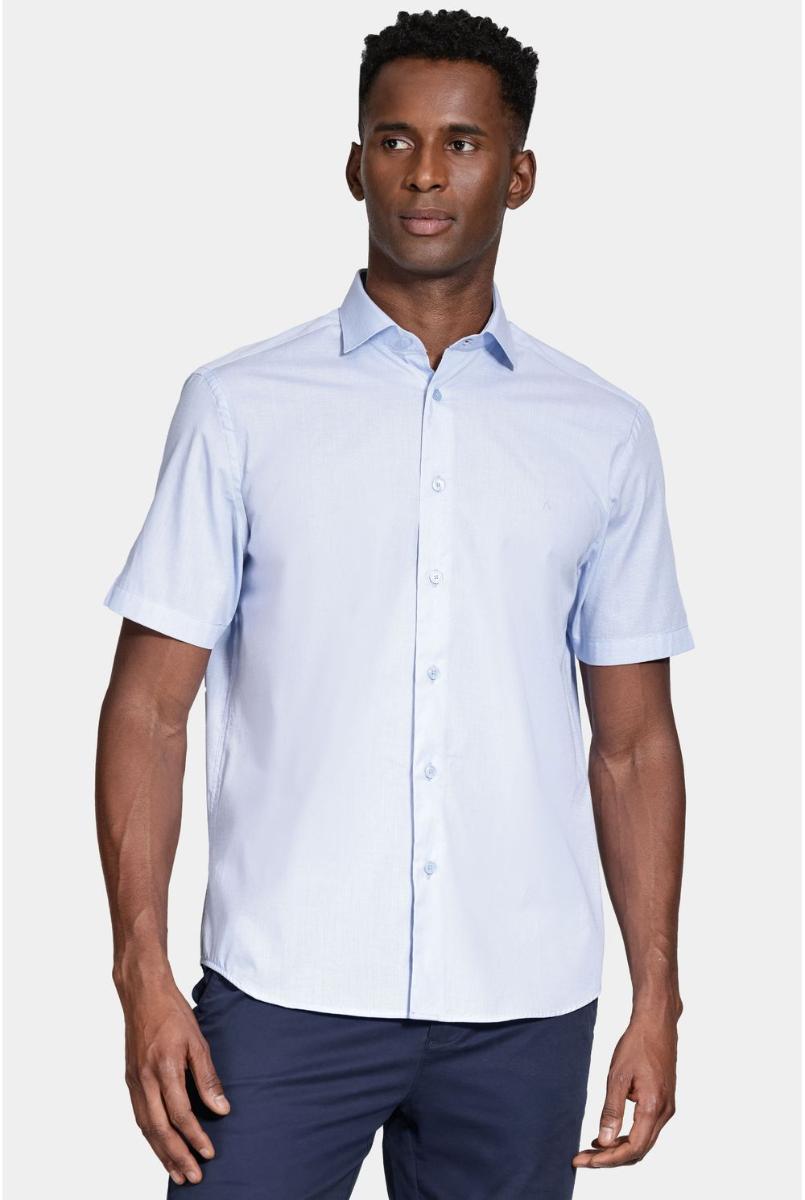 Camisa Aramis Manga Curta Algodão Regular Azul Claro - 1