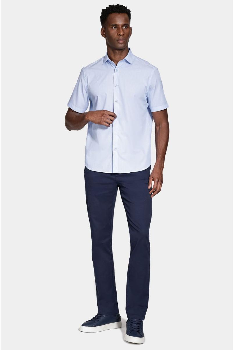 Camisa Aramis Manga Curta Algodão Regular Azul Claro - 2