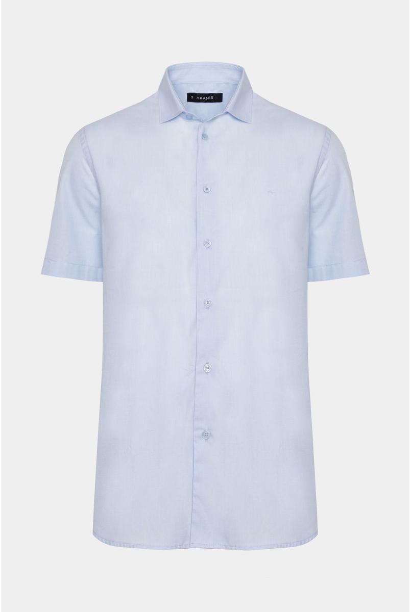 Camisa Aramis Manga Curta Algodão Regular Azul Claro - 5