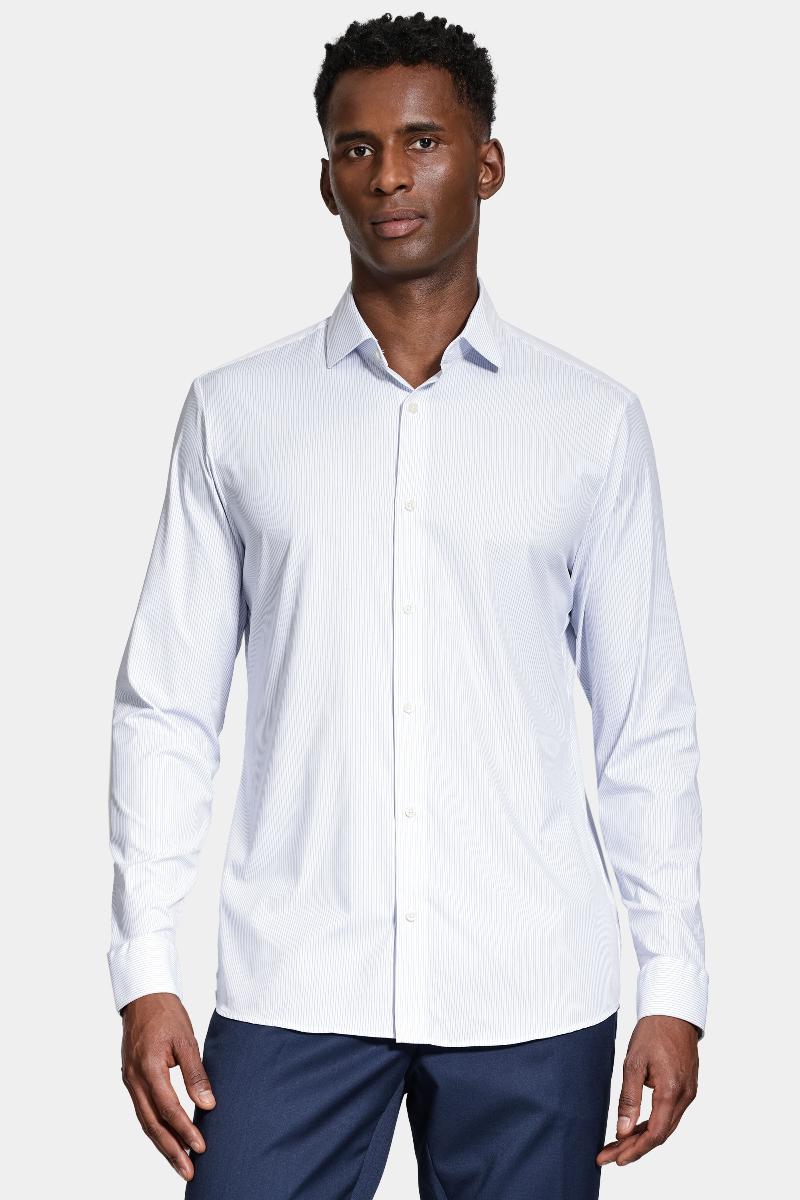 Camisa Aramis Manga Longa Tech Flex Listrada Azul e Branca - 1