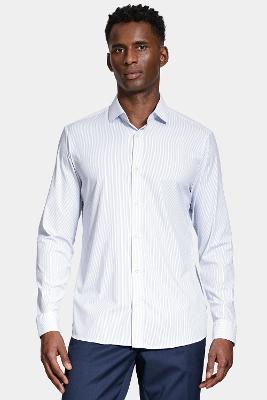 Camisa Aramis Manga Longa Poliamida Tech Flex Listrada Azul e Branca