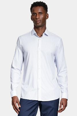 Camisa Aramis Manga Longa Tech Flex Listrada Azul e Branca