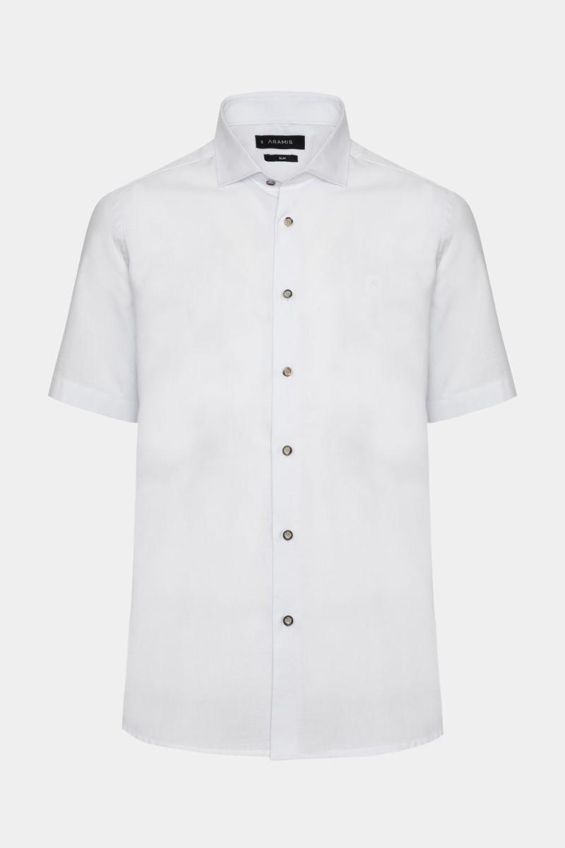 Camisa Aramis Manga Curta Slim Algodão Flame Soft Branco - 5
