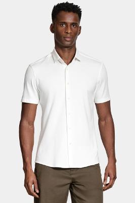 Camisa Aramis Manga Curta Slim Malha Mista Italiana Off White