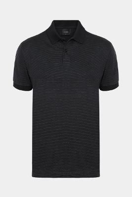 Polo Aramis Manga Curta Malha Pontilhada Preto