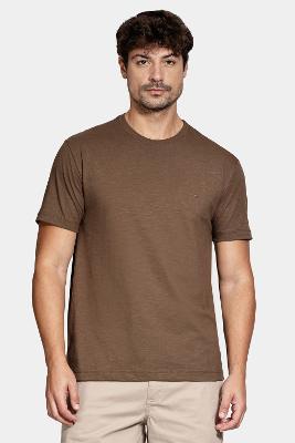 Camiseta Aramis Manga Curta Algodão Flamê Marrom