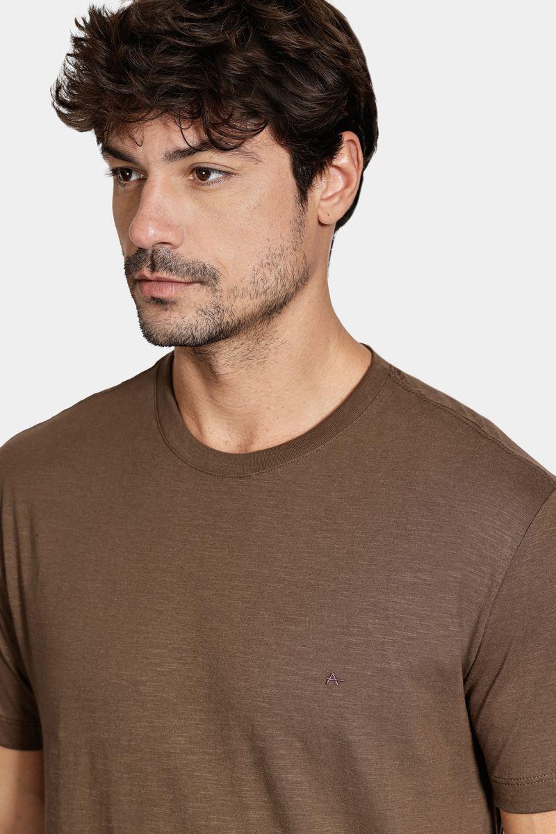 Camiseta Aramis Manga Curta Algodão Flamê Marrom - 3
