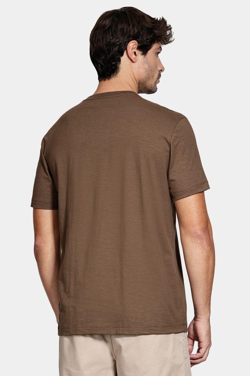 Camiseta Aramis Manga Curta Algodão Flamê Marrom - 4