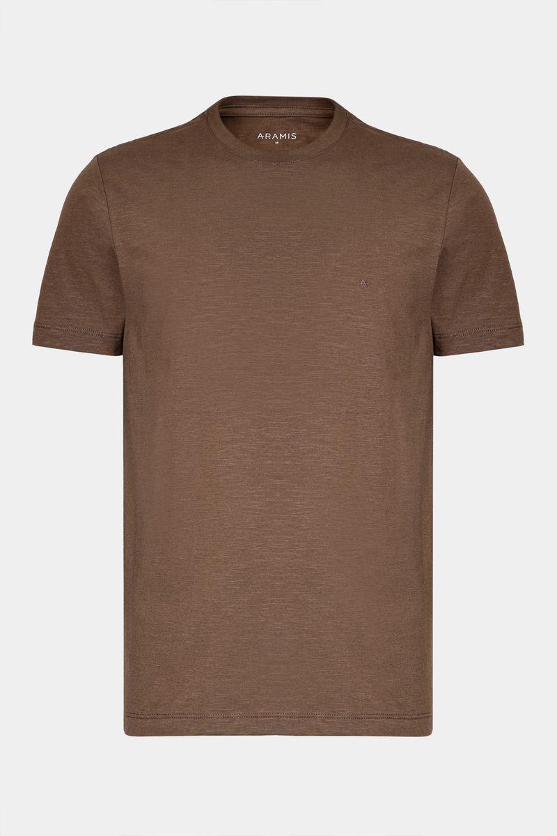 Camiseta Aramis Manga Curta Algodão Flamê Marrom - 5