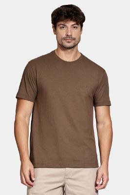 Camiseta Aramis Manga Curta Algodão Flamê Marrom