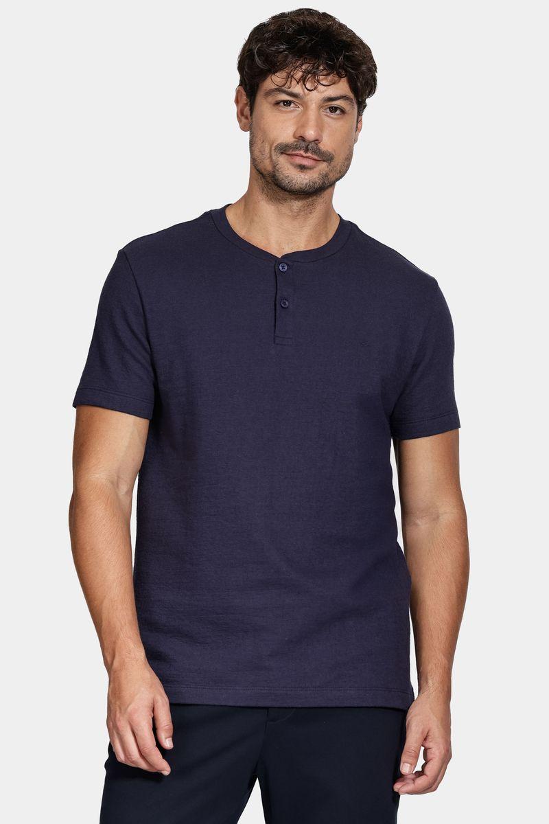 Camiseta Aramis Manga Curta Malha Portuguesa Tricot Marinho - 1