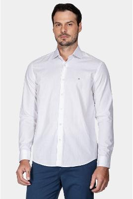 Camisa Aramis Slim Tricoline Xadrez Branco Com Verde Claro