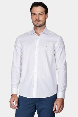 Camisa Aramis Slim Tricoline Xadrez Branco Com Verde Claro