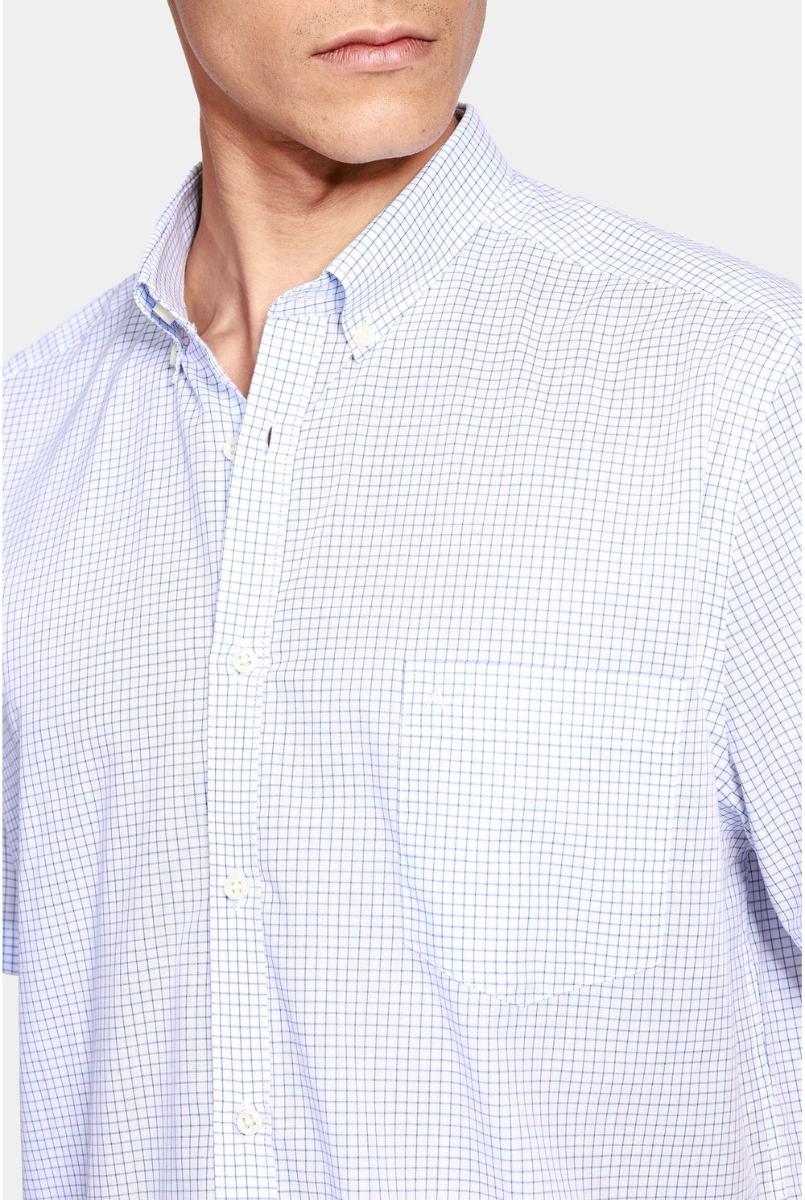 Camisa Aramis Manga Curta  Regular Com Bolso Branco Com Azul - 8