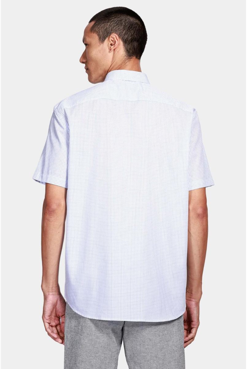 Camisa Aramis Manga Curta  Regular Com Bolso Branco Com Azul - 9