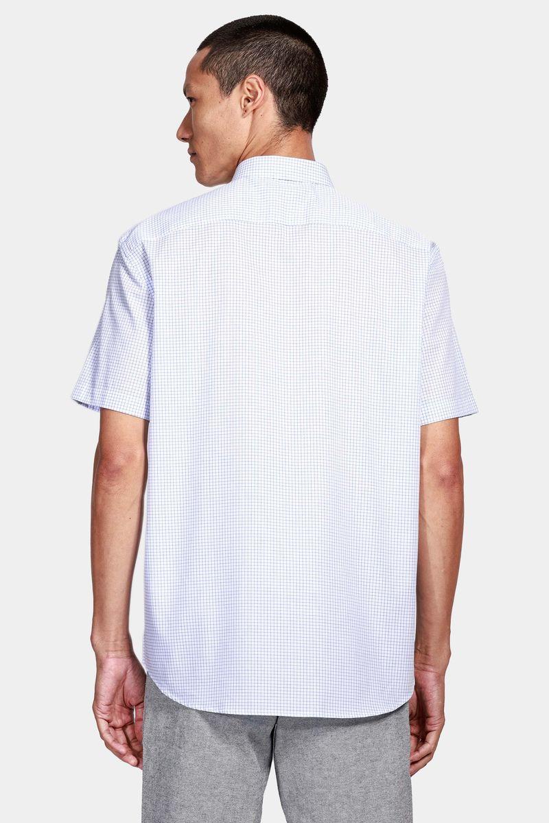 Camisa Aramis Manga Curta  Regular Com Bolso Branco Com Azul - 3