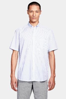 Camisa Aramis Manga Curta  Regular Com Bolso Branco Com Azul