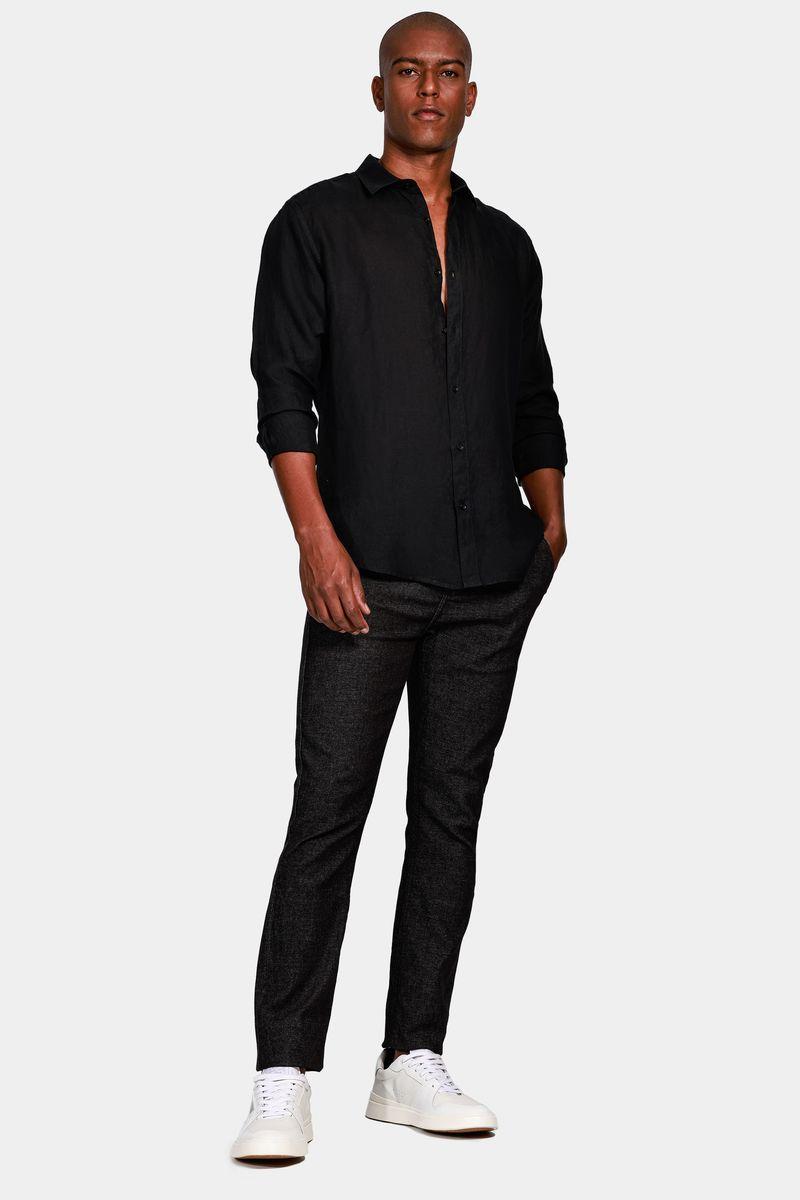 Camisa Aramis Manga Longa Slim Linho Irlandês Preto - 2