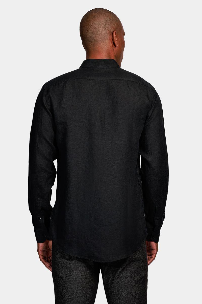 Camisa Aramis Manga Longa Slim Linho Irlandês Preto - 4