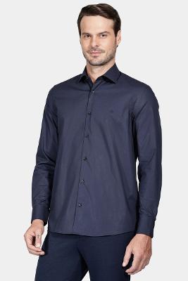 Camisa Slim Social Com Elastano Marinho