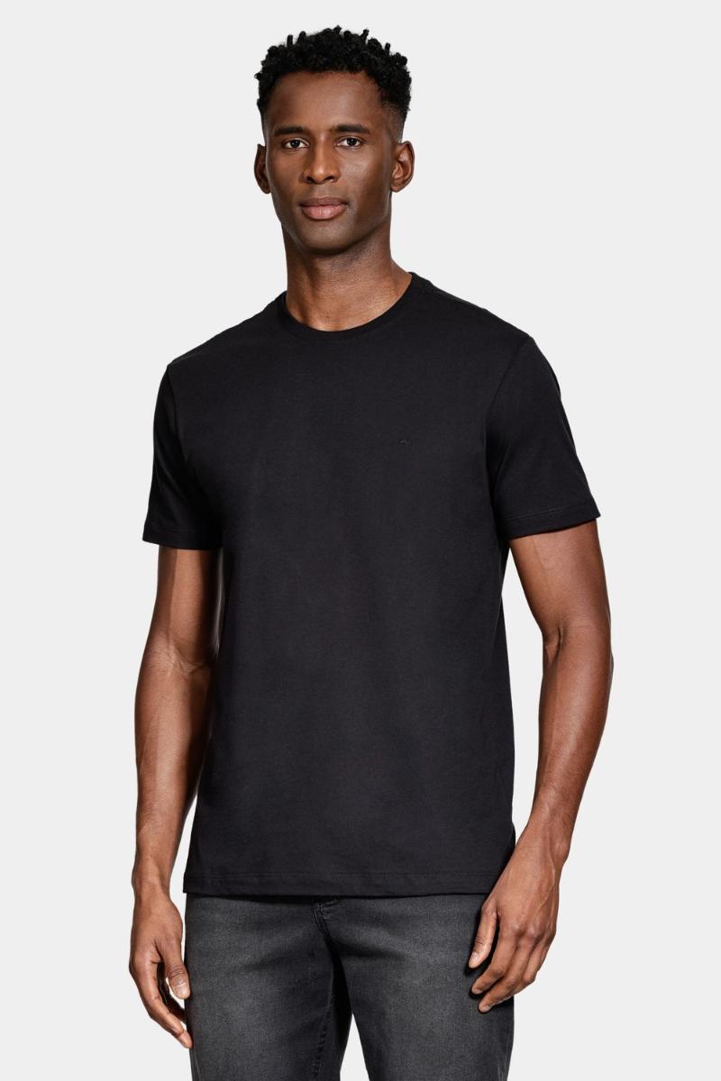Camiseta Basica Algodão Manga Curta Preto - 2