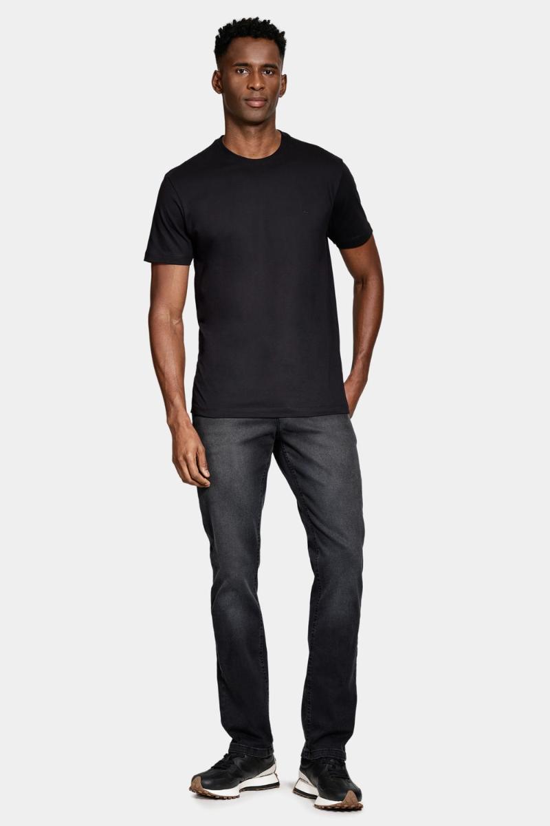 Camiseta Basica Algodão Manga Curta Preto - 3