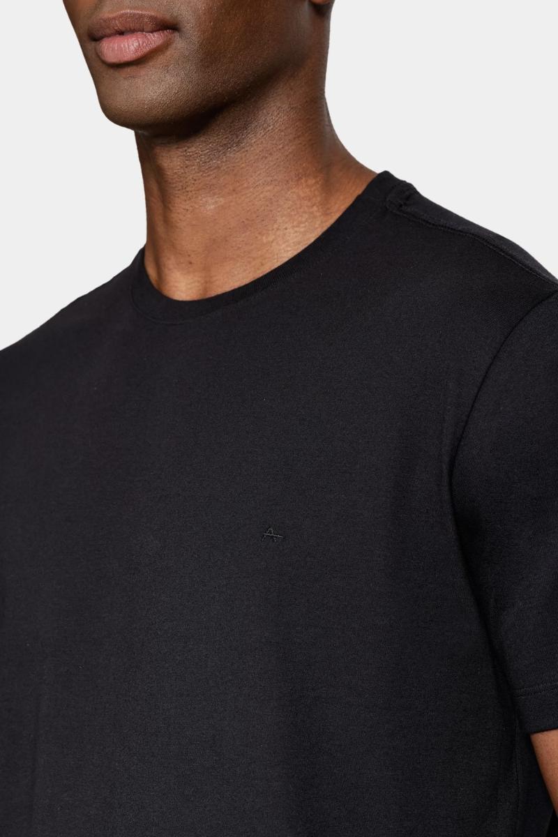 Camiseta Basica Algodão Manga Curta Preto - 4