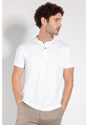 Camiseta Aramis Manga Curta Pima Gola Padre Branco