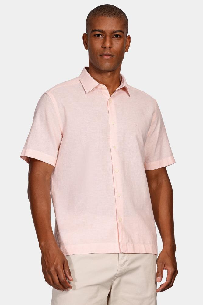 Camisa Aramis Regular Linho Algodão f Coral - 1