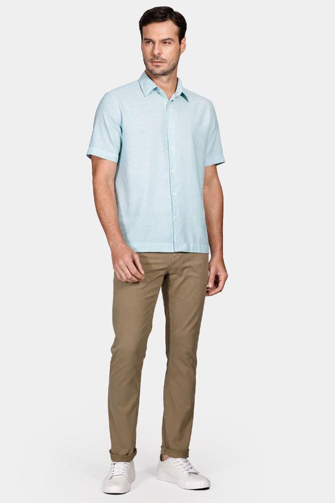 Camisa Aramis Regular Linho Algodão f Azul Piscina - 2