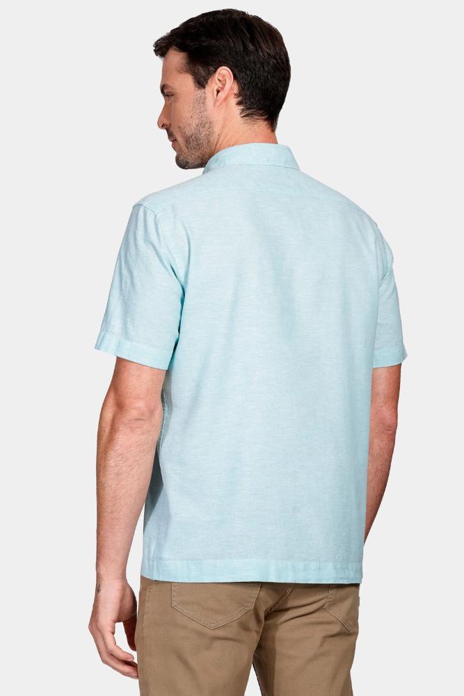 Camisa Aramis Regular Linho Algodão f Azul Piscina - 4