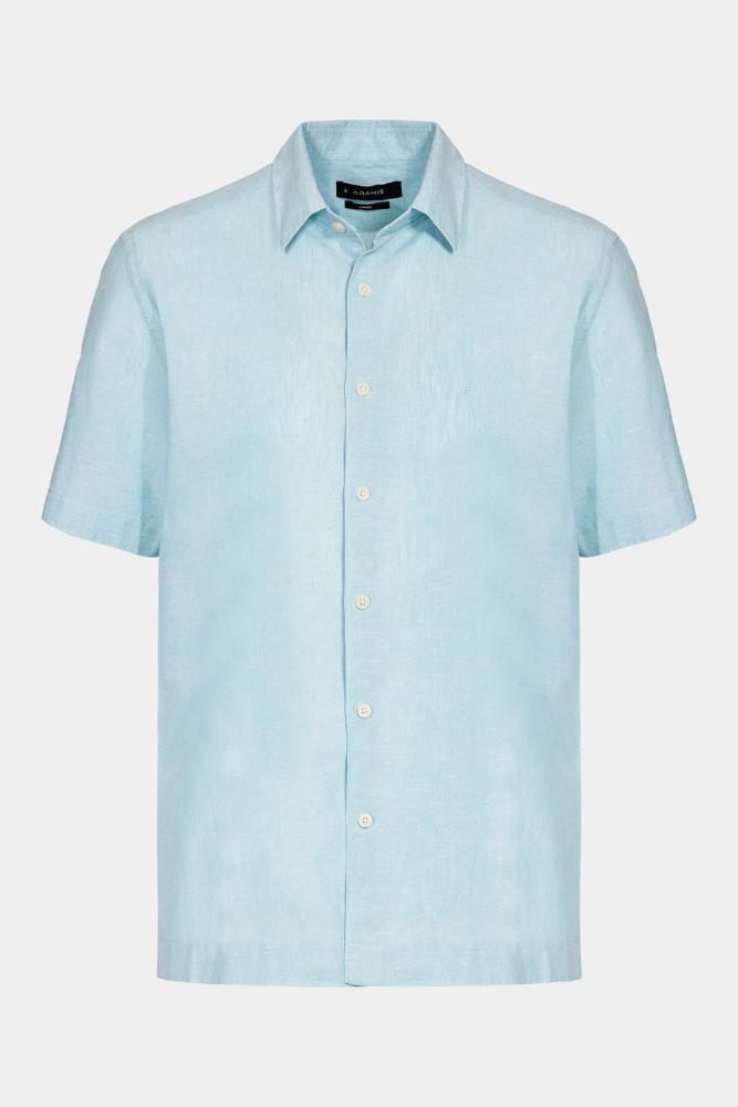 Camisa Aramis Regular Linho Algodão f Azul Piscina - 6