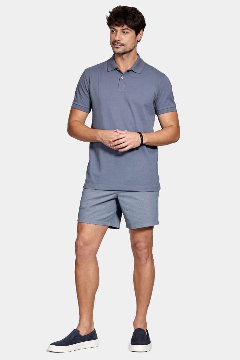 Bermuda Aramis Algodão Elástico e Cordão Azul Indigo - 3