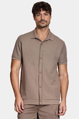 Camisa Aramis Manga Curta Interlock Com Textura Charuto