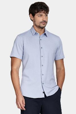 Camisa Aramis Manga Curta Slim Malha Mista Italiana Azul